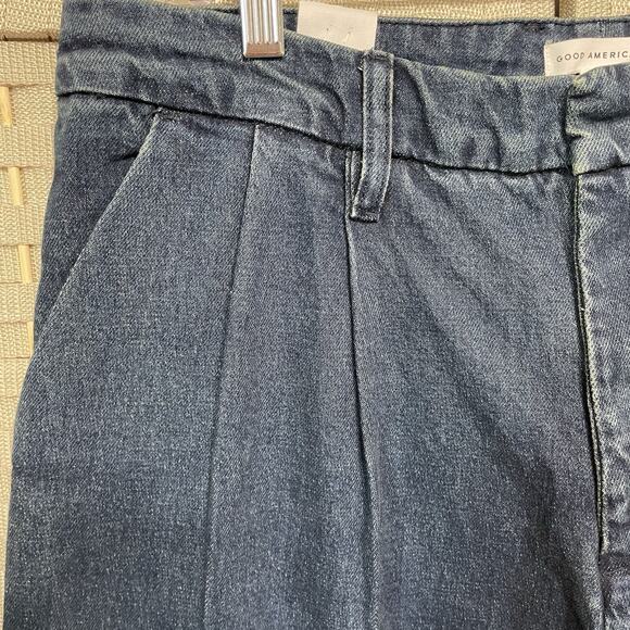 Good American 90s PLEATED TROUSER JEAN Size 10/30 Indigo Blue Denim Wide Leg NEW - Picture 5 of 12